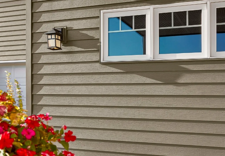 Close up photo of Klauer Steel Siding on a home.